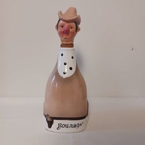 Vintage 1950s 1960s Ceramic Liquor Decanter Bourbon Figural Cowboy Japan MIJ